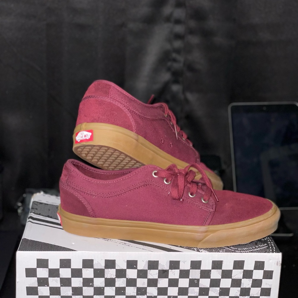 Burgundy suede Vans